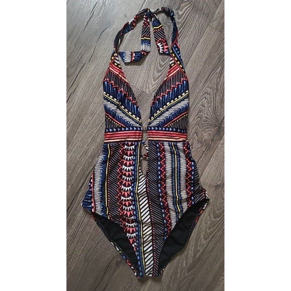 BAR III Sexy Strappy Plunge High Cut Hip One-Piece Bathingsuit Women's Sz Medium